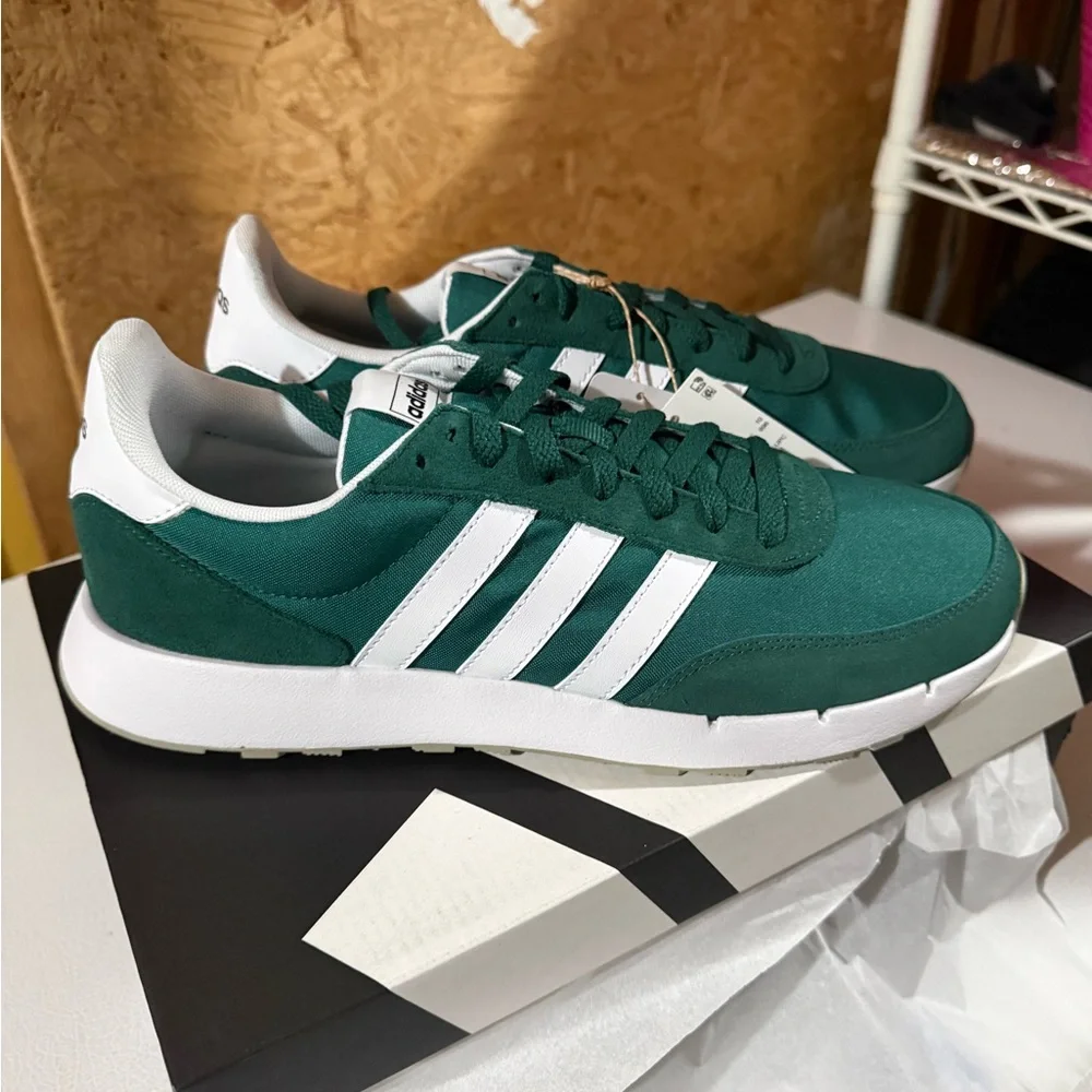 Adidas Mens Green and White Trainer Sneakers